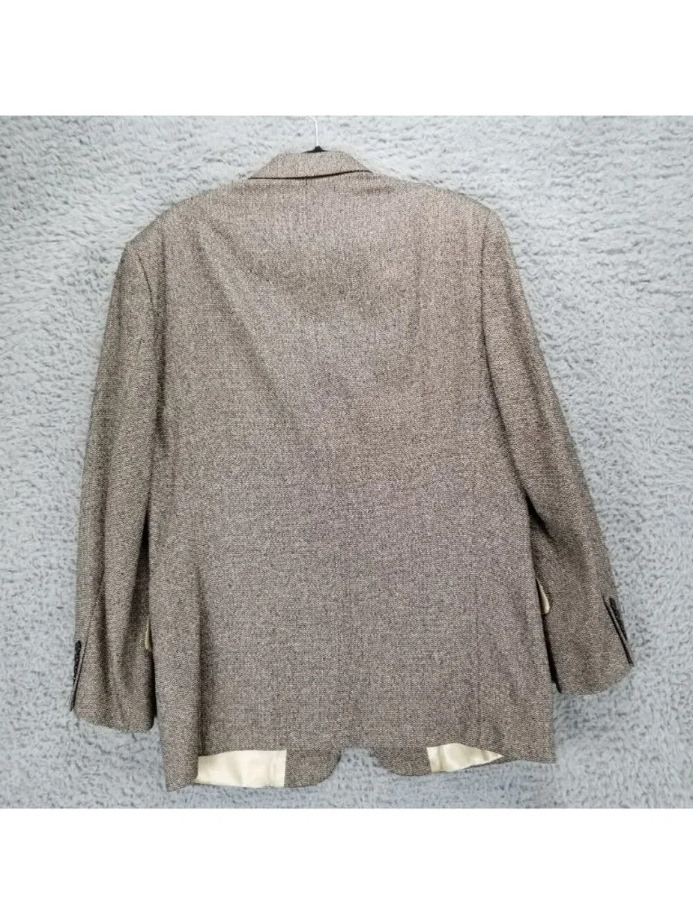 Oscar De La Renta Jacket Mens 42R Brown Silk Blend Long Sleeve Tweed Blazer
